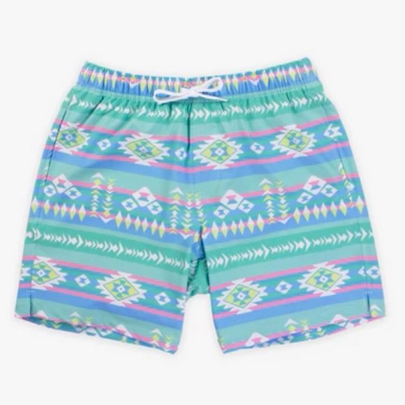 Bearbottom Stretch Swim Shorts: Pastel Aztec 7” - Picture 1 of 7